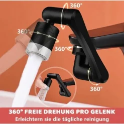 Robinet De Robinet,1440 °,Rotatif à 1440 °,Rallonge Pour Robinet,Rallonge De Robinet,RéGulateur De Jet,Rallonge De Robinet De Cuisine/Salle De Bain,Noir,KoleZy -Grohe || Hansgrohe Soldes Magasin 100212785 2