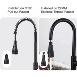 Douchette Robinet Cuisine Noir, 3 Modes Embout Pour Robinet De Cuisine, Douchette Pour Cuisine, Robinets Douchette Cuisine, Rallonge Robinet (Noir) -Grohe || Hansgrohe Soldes Magasin 100267739 3