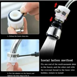 Brise Jet Robinet,Embout Robinet Orientable 360°,Accessoire De Robinet Pour Embout Robinet Cuisine,Jet Ventilé Et Jet De Douche,Deux Modes D'Eau -Grohe || Hansgrohe Soldes Magasin 100343463 2