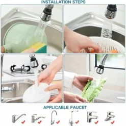 Brise Jet Robinet,Embout Robinet Orientable 360°,Accessoire De Robinet Pour Embout Robinet Cuisine,Jet Ventilé Et Jet De Douche,Deux Modes D'Eau -Grohe || Hansgrohe Soldes Magasin 100343463 3