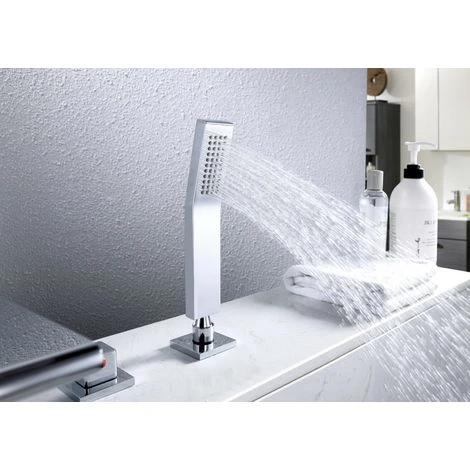 Robinet Mitigeur Design Pour Montage Sur Bord De Baignoire 4 Trous 6080 5 Robinet Mitigeur Design Pour Montage Sur Bord De Baignoire 4 Trous 6080 – Image 5