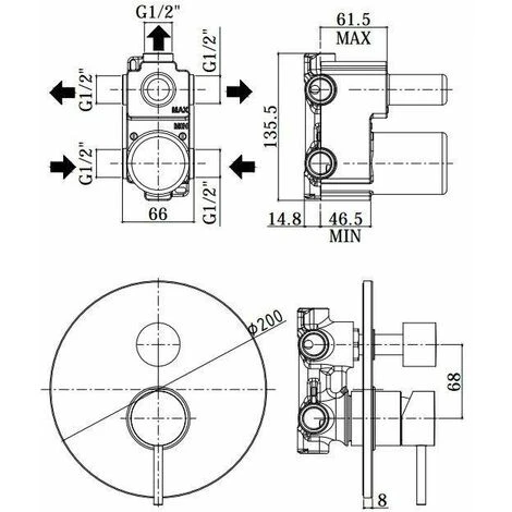 Mitigeur De Douche à Encastrer à 3 Voies De Couleur Chrome Paffoni LIGHT LIG019CR Chromé - 3 Sortie 2 Mitigeur De Douche à Encastrer à 3 Voies De Couleur Chrome Paffoni LIGHT LIG019CR Chromé - 3 Sortie – Image 2