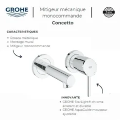 Mitigeur Mural Grohe Concetto Taille S 7 Mitigeur Mural Grohe Concetto Taille S -Grohe || Hansgrohe Soldes Magasin 13569050 3