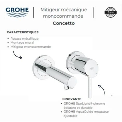 Mitigeur Mural Grohe Concetto Taille S 3 Mitigeur Mural Grohe Concetto Taille S – Image 3