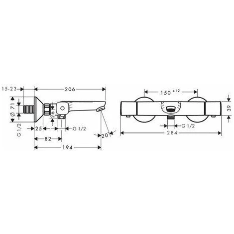 Hansgrohe - Universal Mitigeur Thermostatique Bain/douche 194mm 2 Sorties 10bar Maxi - Ecostat 2 Hansgrohe - Universal Mitigeur Thermostatique Bain/douche 194mm 2 Sorties 10bar Maxi - Ecostat – Image 2