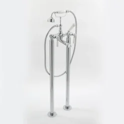 Mélangeur Bain Douche Îlot Rétro – Chromé & Blanc – Commandes Leviers - Elizabeth