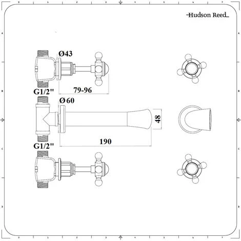 Mélangeur Baignoire Mural Rétro 3 Trous - Or Brossé - Commandes Croisillons - Elizabeth 5 Mélangeur Baignoire Mural Rétro 3 Trous - Or Brossé - Commandes Croisillons - Elizabeth – Image 5