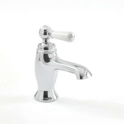 Hudson Reed Elizabeth - Mitigeur Lavabo Monotrou Rétro Chromé Et Blanc Commande Levier