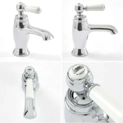Hudson Reed Elizabeth - Mitigeur Lavabo Monotrou Rétro Chromé Et Blanc Commande Levier -Grohe || Hansgrohe Soldes Magasin 15771328 4
