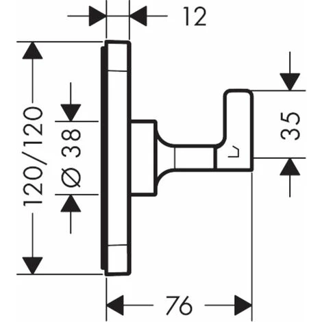 Hansgrohe Axor Citterio E Trio/Quattro Vanne D'arrêt Et De Commutation Encastrée 12 X 12, Coloris: Chrome - 36772000 2 Hansgrohe Axor Citterio E Trio/Quattro Vanne D'arrêt Et De Commutation Encastrée 12 X 12, Coloris: Chrome - 36772000 – Image 2