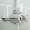 Hudson Reed Elizabeth - Kit De Douche Rétro - Mitigeur Thermostatique Chromé Et Blanc