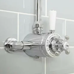 Hudson Reed Elizabeth - Kit De Douche Rétro - Mitigeur Thermostatique Chromé Et Blanc