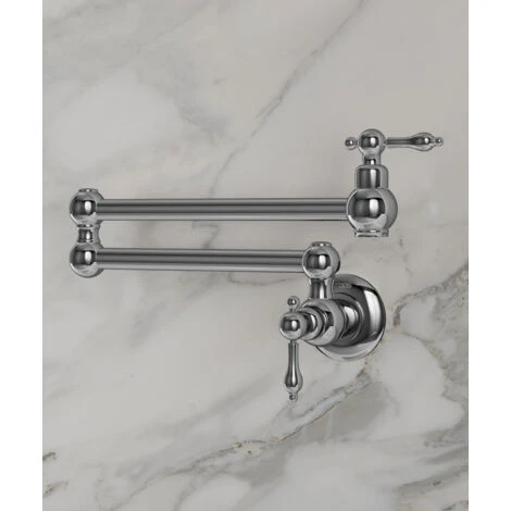 Robinet De Cuisine Mural Rétractable à Deux Poignées Avec Deux Joints Pivotants - Eau Froide - Chromé 1 Robinet De Cuisine Mural Rétractable à Deux Poignées Avec Deux Joints Pivotants - Eau Froide - Chromé