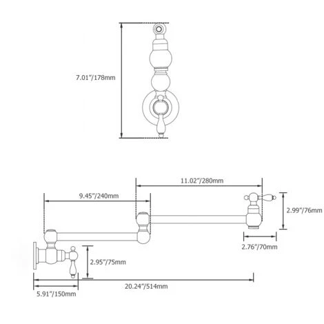 Robinet De Cuisine Mural Rétractable à Deux Poignées Avec Deux Joints Pivotants - Eau Froide - Chromé 5 Robinet De Cuisine Mural Rétractable à Deux Poignées Avec Deux Joints Pivotants - Eau Froide - Chromé – Image 5