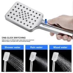 WOOHSE Robinet De Douche Cascade Mitigeur De Bain Carré Avec Douche à Main 3 Jets Au Choix Robinetterie Baignoire Avec Support Mural De Douchette Pour Salle De Bains En Laiton Chromé -Grohe || Hansgrohe Soldes Magasin 18633110 3