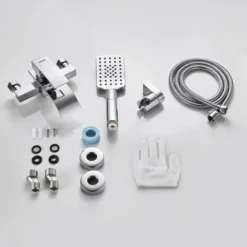 WOOHSE Robinet De Douche Cascade Mitigeur De Bain Carré Avec Douche à Main 3 Jets Au Choix Robinetterie Baignoire Avec Support Mural De Douchette Pour Salle De Bains En Laiton Chromé -Grohe || Hansgrohe Soldes Magasin 18633110 5