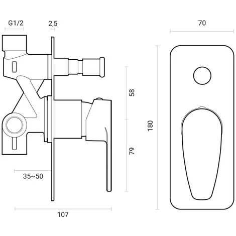 Docciaviva Orion - Mitigeur Douche Encastré Avec Inverseur à Bouton-poussoir (code 805.600.200) - Chromé - 2 Docciaviva Orion - Mitigeur Douche Encastré Avec Inverseur à Bouton-poussoir (code 805.600.200) - Chromé - – Image 2