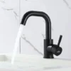 Auralum Robinet De Lavabo U-forme Mitigeur Eau Froide Et Chaude En Acier Inox Rotation à 360° Robinet De Vasque à Poser Hauteur Total 201mm Pour Salle De Bains, Noir