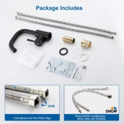 Auralum Robinet De Lavabo U-forme Mitigeur Eau Froide Et Chaude En Acier Inox Rotation à 360° Robinet De Vasque à Poser Hauteur Total 201mm Pour Salle De Bains, Noir -Grohe || Hansgrohe Soldes Magasin 23110959 4