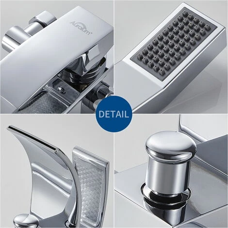 Mitigeur De Baignoire Cascade Avec Douche à Main Et Flexible De Douche 1,5m Robinet De Douche Robinetterie Mural Robinet De Bain En Laiton Chrome 3 Mitigeur De Baignoire Cascade Avec Douche à Main Et Flexible De Douche 1,5m Robinet De Douche Robinetterie Mural Robinet De Bain En Laiton Chrome – Image 3