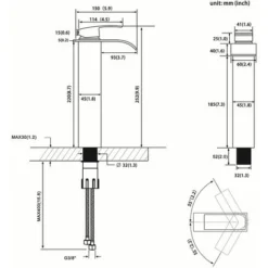 CECIPA Noir Robinet Cascade Avec Haut Bec Mitigeur Lavabo Haut Mono-trou Robinetterie Lave-mains Avec Levier Unique En Cuivre Mélangeur L'Eau Chaude Et Froide Pour Salle De Bain -Grohe || Hansgrohe Soldes Magasin 23425799 5