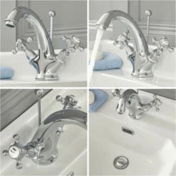 Hudson Reed Elizabeth - Robinet Monotrou Lavabo Rétro Chromé Et Blanc Commandes Croisillons -Grohe || Hansgrohe Soldes Magasin 2615598 3