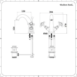 Hudson Reed Elizabeth - Robinet Monotrou Lavabo Rétro Chromé Et Blanc Commandes Croisillons -Grohe || Hansgrohe Soldes Magasin 2615598 5