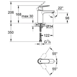 Mitigeur Monocommande Lavabo GROHE Eurosmart Cosmopolitan 1/2'' - Taille M -Grohe || Hansgrohe Soldes Magasin 28543286 3