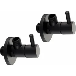 Paire De Vannes D'angle 1/2 X 3/8 G Piralla RubinetterieCRSTNR12 Noir Mat
