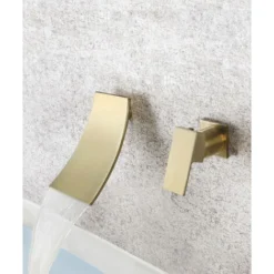 Robinet Mitigeur Lavabo Mural à Encastré Cascade Doré Brossé - Santa Maria