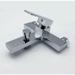 Robinet Mitigeur De Baignoire Chrome Carré + Pomme De Douche - SILAMP