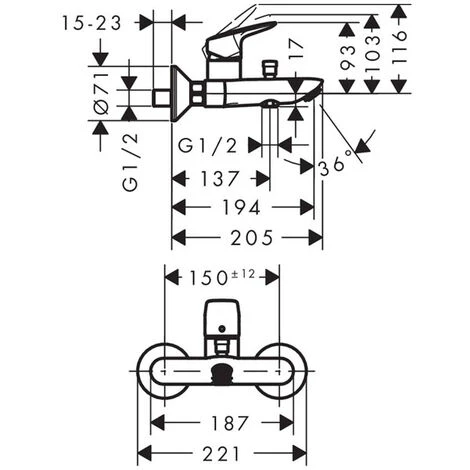 HANSGROHE Logis Mitigeur Bain/douche Avec Cartouche 2 Vitesses Chromé 2 HANSGROHE Logis Mitigeur Bain/douche Avec Cartouche 2 Vitesses Chromé – Image 2