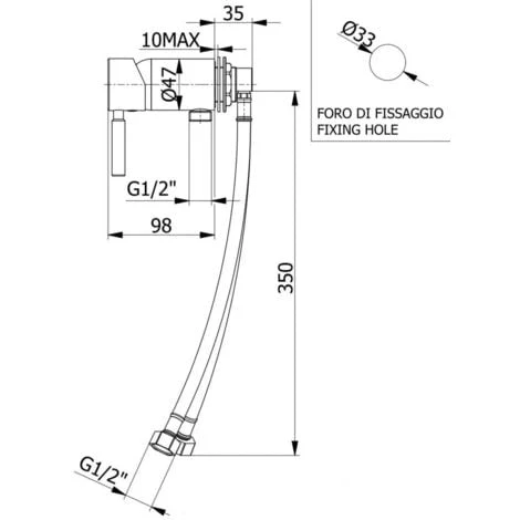 Mitigeur Chromé Pour Cabine De Douche 1 Fonction DEMM Rubinetteria 3 Mitigeur Chromé Pour Cabine De Douche 1 Fonction DEMM Rubinetteria – Image 3