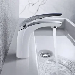 IDeko® Robinet Salle De Bain De Lavabo Style Mono Laiton Céramique Blanc -Grohe || Hansgrohe Soldes Magasin 31777299 3