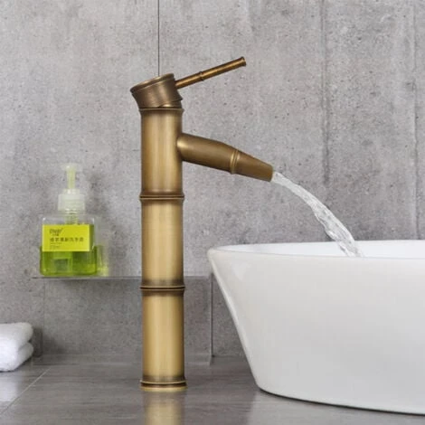 IDeko®Robinet Mitigeur Lavabo Salle De Bain En Laiton Rotation à 360 Degrés Style Japonais Bambou Avec Flexible 2 IDeko®Robinet Mitigeur Lavabo Salle De Bain En Laiton Rotation à 360 Degrés Style Japonais Bambou Avec Flexible – Image 2