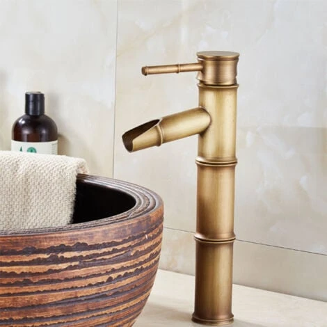 IDeko®Robinet Mitigeur Lavabo Salle De Bain En Laiton Rotation à 360 Degrés Style Japonais Bambou Avec Flexible 3 IDeko®Robinet Mitigeur Lavabo Salle De Bain En Laiton Rotation à 360 Degrés Style Japonais Bambou Avec Flexible – Image 3