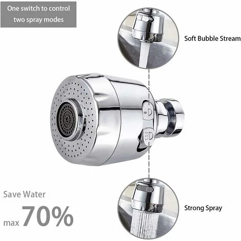 LangRay Economie D'Eau Embout De Filtre,Tête De Robinet De Cuisine Mobile 360 Degrés,2 Modes Réglable Douche Tête Filtre Pulvérisateur Pour Cuisine Salle De Bain (Argent) 3 LangRay Economie D'Eau Embout De Filtre,Tête De Robinet De Cuisine Mobile 360 Degrés,2 Modes Réglable Douche Tête Filtre Pulvérisateur Pour Cuisine Salle De Bain (Argent) – Image 3
