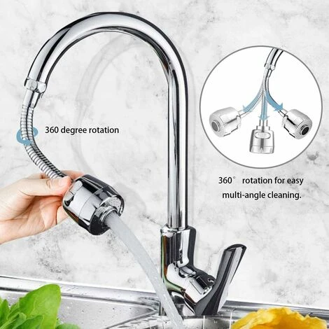 LangRay Economie D'Eau Embout De Filtre,Tête De Robinet De Cuisine Mobile 360 Degrés,2 Modes Réglable Douche Tête Filtre Pulvérisateur Pour Cuisine Salle De Bain (Argent) 4 LangRay Economie D'Eau Embout De Filtre,Tête De Robinet De Cuisine Mobile 360 Degrés,2 Modes Réglable Douche Tête Filtre Pulvérisateur Pour Cuisine Salle De Bain (Argent) – Image 4