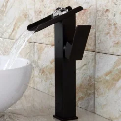 XICHAO - Rétro Robinet Mitigeur Lavabo Cascade Vasque Salle De Bain Une Petite Fontaine Mat Noir En Cuivre