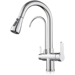 Robinet à Osmose Inverse à 3 Voies, Extractible, Lignes Courbes Série Apolo Chrome