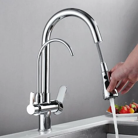 Robinet à Osmose Inverse à 3 Voies, Extractible, Lignes Courbes Série Apolo Chrome 2 Robinet à Osmose Inverse à 3 Voies, Extractible, Lignes Courbes Série Apolo Chrome – Image 2