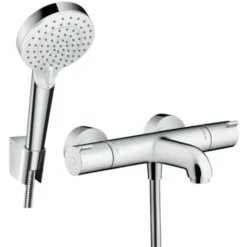 Pack Mitigeur Bain Douche Thermostatique Mural 2 Trous Hansgrohe 1001 Chrome Complet