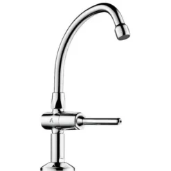 Delabie - Robinet Temporisé TEMPOSTOP Pilier à Bec Col De Cygne à Levier L.150 Mm Laiton Chromé