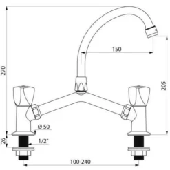 Delabie - Mélangeur De Lavabo 2 Trous M1/2 Entraxe 100-240 Mm En Laiton Chromé 5 Delabie - Mélangeur De Lavabo 2 Trous M1/2 Entraxe 100-240 Mm En Laiton Chromé -Grohe || Hansgrohe Soldes Magasin 38060458 3
