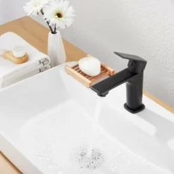 Robinet Mitigeur Salle De Bain Noir Carré - SILAMP