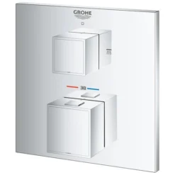 GROHE Grohtherm Cube Kit D'habillage Pour Mitigeur Thermostatique Encastré Avec Inverseur Pour Douche à Main Et De Tête Chromé