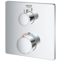 GROHE Grohtherm Partie De Finition Pour Robinet De Bain Encastrable Thermostatique Avec Inverseur Douche Et Bec Déversoir Rectangulaire Chrome