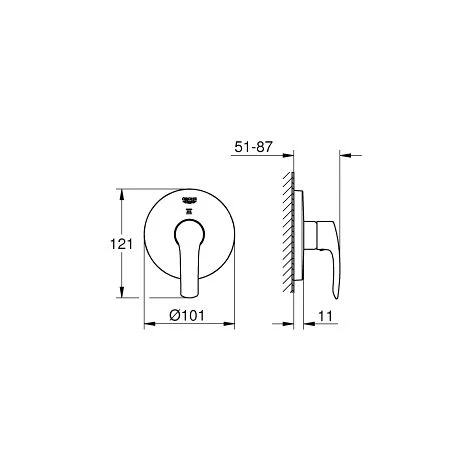 Grohe Eurosmart New Set De Finition, Inverseur 3 Voies, Chrome (19970002) 2 Grohe Eurosmart New Set De Finition, Inverseur 3 Voies, Chrome (19970002) – Image 2