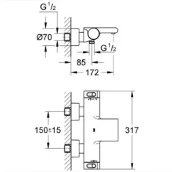 Grohe Grohtherm 2000 Set Mitigeur Thermostatique Bain/douche + Douchette 1 Jet + Flexible Et Support Mural, Chrome (34174001-Euphoria) -Grohe || Hansgrohe Soldes Magasin 39452344 4