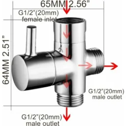 Valve 3 Voies En Laiton Massif G1/2 Douchette Composants De Douche Raccord Universels Chrome 9 Valve 3 Voies En Laiton Massif G1/2 Douchette Composants De Douche Raccord Universels Chrome -Grohe || Hansgrohe Soldes Magasin 39469759 5